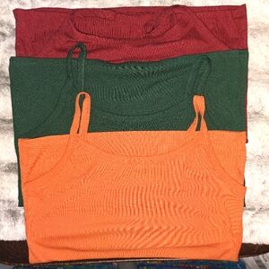 3 Women's Ribbed Tank Top Set -‎ Maroon 2XL, Green 2XL, Orange XL No Boundaries